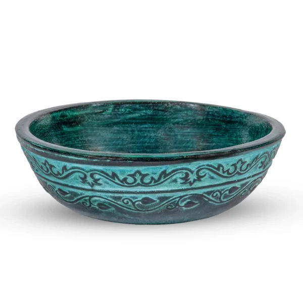 Handmade Ceramic Bowl with Ancient Greek Floral Relief Motifs
